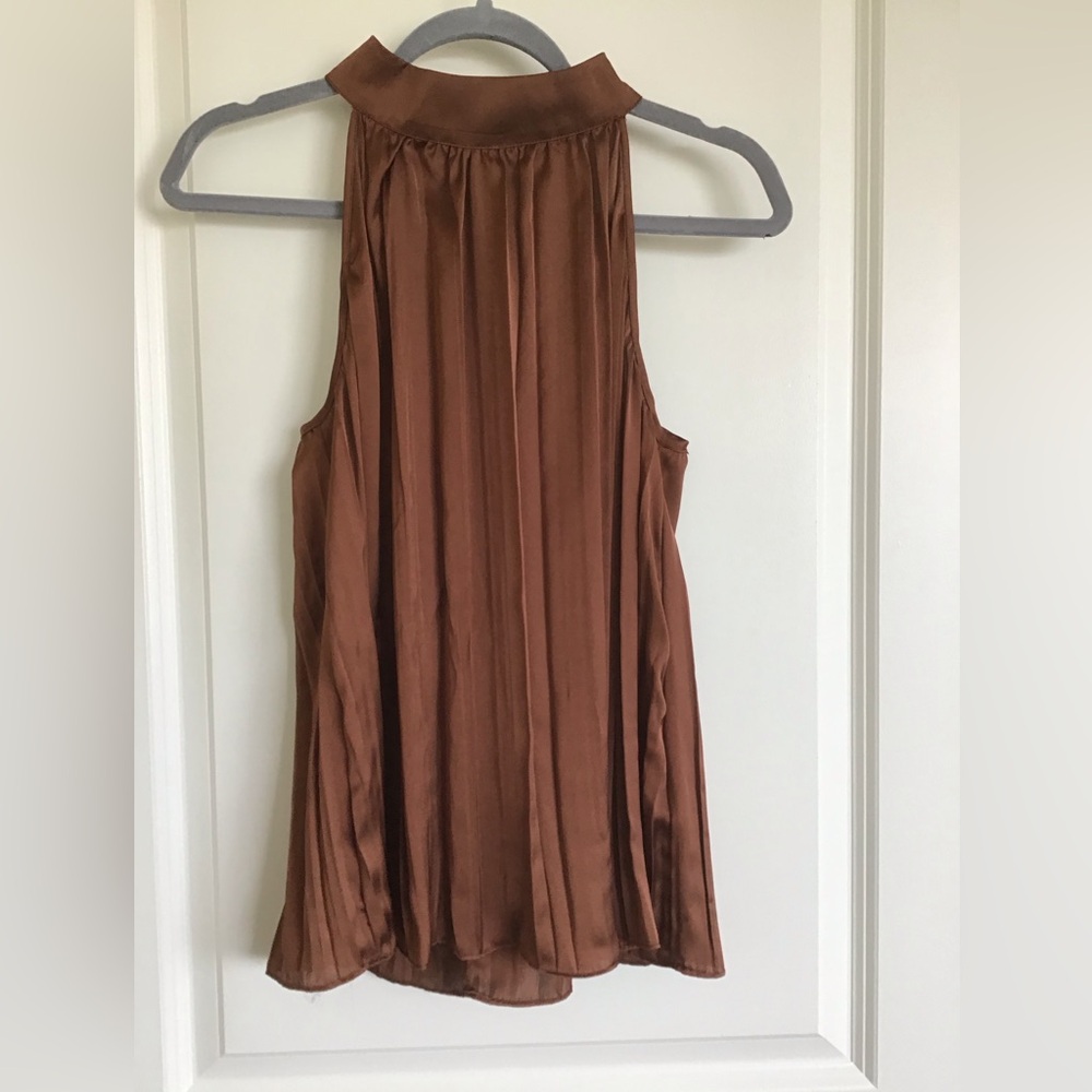 Sincerely Jules Copper Brown Pleated Halter Top NWT